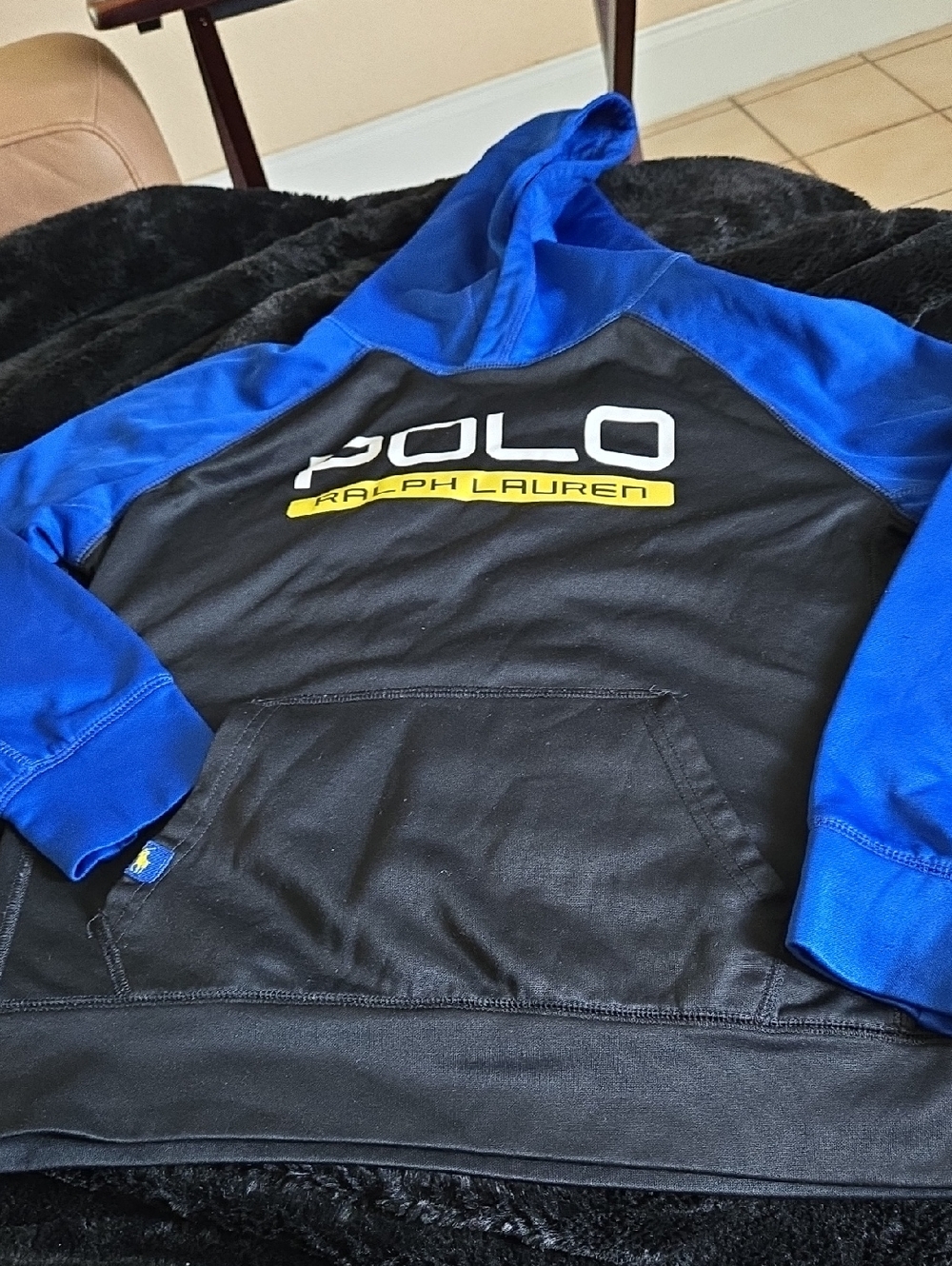 Polo by Ralph Lauren Black & Royal Blue Logo Hoodie
